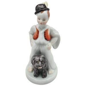 Herend Hungary Porcelain Figurine Boy With Dog #5483 Hand Painted Collectible
